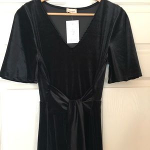 Black velvet dress.